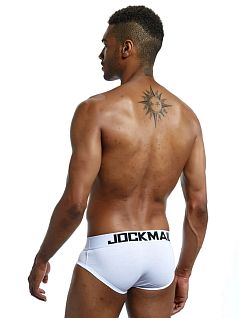 Современные брифы на широкой резинке белого цвета JOCKMAIL RTJM2023-1